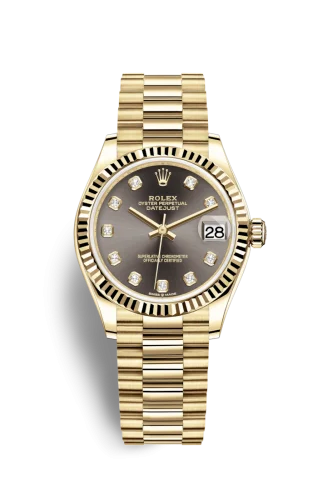 Rolex - 278278-0036 Datejust 31 Yellow Gold / Fluted / Grey - Diamond / President