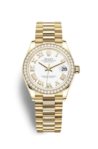 Rolex - 278288RBR-0009 Datejust 31 Yellow Gold - Diamond / White - Roman / President