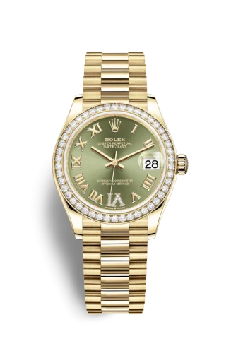 Rolex - 278288RBR-0024 Datejust 31 Yellow Gold / Diamond / Olive  - Roman / President
