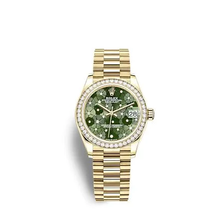 Rolex - 278288RBR-0038 Datejust 31 Yellow Gold - Diamond / Olive - Floral / President
