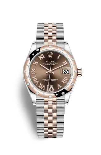 Rolex - 278341RBR-0004 Datejust 31 Stainless Steel/ Rose Gold / Domed - Diamond / Chocolate - Roman / Jubilee