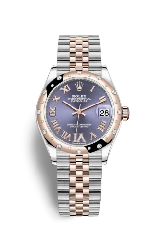 Rolex - 278341RBR-0020 Datejust 31 Stainless Steel/ Rose Gold / Domed - Diamond / Aubergine - Roman / Jubilee