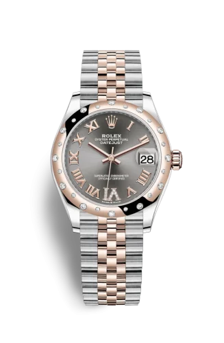 Rolex - 278341RBR-0030 Datejust 31 Stainless Steel/ Rose Gold / Domed - Diamond / Grey - Roman / Jubilee
