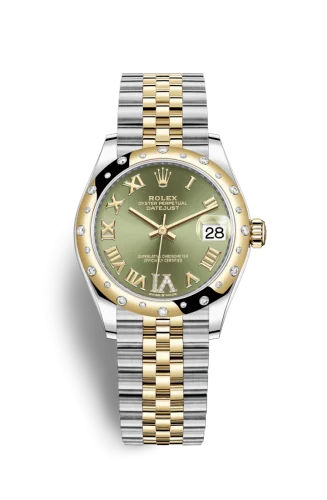 Rolex - 278343RBR-0016 Datejust 31 Stainless Steel / Yellow Gold / Domed - Diamond / Olive - Roman / Jubilee