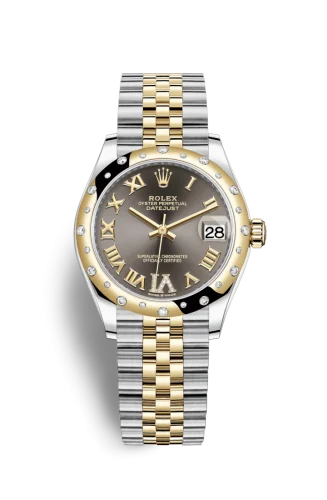 Rolex - 278343RBR-0018 Datejust 31 Stainless Steel / Yellow Gold / Domed - Diamond / Grey - Roman / Jubilee