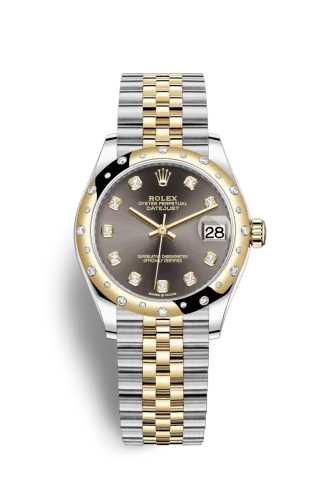 Rolex - 278343RBR-0022 Datejust 31 Stainless Steel / Yellow Gold / Domed - Diamond / Grey - Diamond / Jubilee