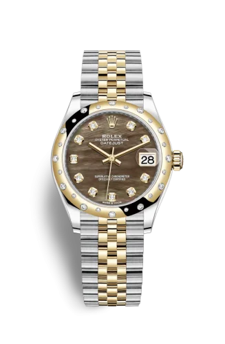 Rolex - 278343RBR-0024 Datejust 31 Stainless Steel / Yellow Gold / Domed - Diamond / Black MOP / Jubilee