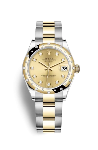 Rolex - 278343RBR-0025 Datejust 31 Stainless Steel / Yellow Gold / Domed - Diamond / Champagne - Diamond / Oyster