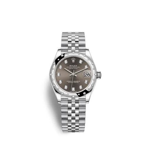 Rolex - 278344RBR-0008 Datejust 31 Stainless Steel Domed Diamond / Jubilee / Grey - Diamond
