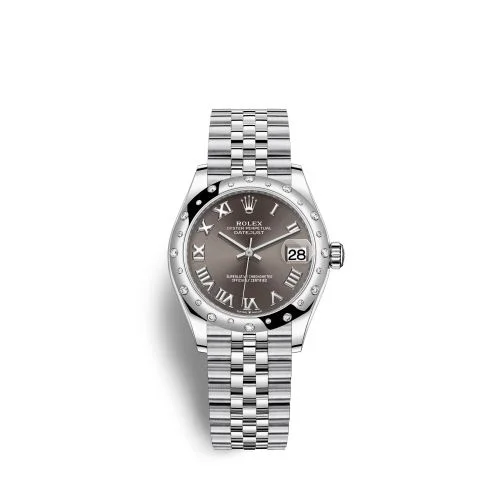 Rolex - 278344RBR-0024 Datejust 31 Stainless Steel Domed Diamond / Jubilee / Grey - Roman