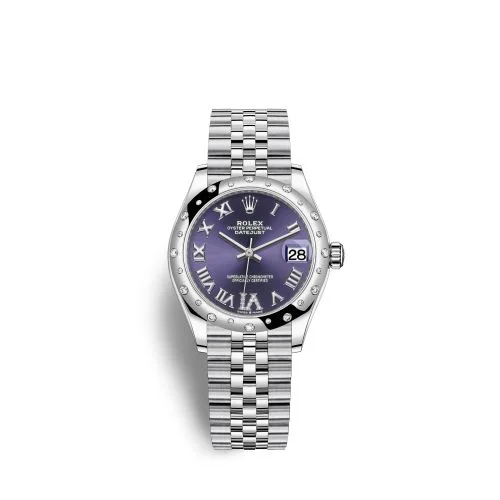 Rolex - 278344RBR-0028 Datejust 31 Stainless Steel Domed Diamond / Jubilee / Aubergine - Roman
