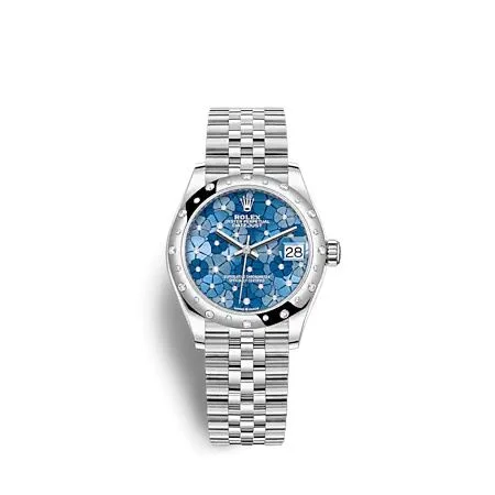 Rolex - 278344RBR-0038 Datejust 31 Stainless Steel / Domed - Diamond / Blue - Floral / Oyster
