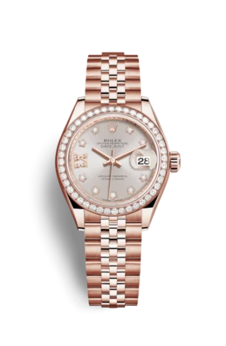 Rolex - 279135rbr-0004 Lady-Datejust 28 Everose Diamond / Jubilee / Sundust Diamond