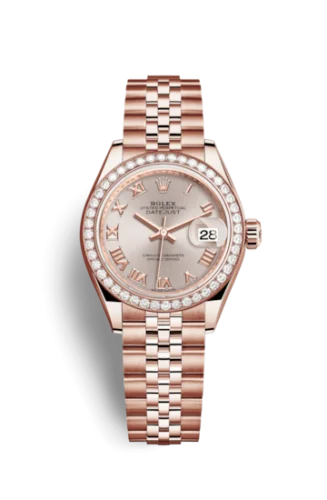 Rolex - 279135rbr-0009 Lady-Datejust 28 Everose Diamond / Jubilee / Sundust Roman