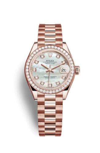 Rolex - 279135RBR-0010 Lady-Datejust 28 Everose Diamond / President / MOP