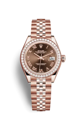 Rolex - 279135RBR-0012 Lady-Datejust 28 Everose Diamond / Jubilee / Chocolate Roman