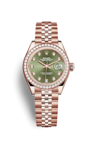 Rolex - 279135RBR-0015 Lady-Datejust 28 Everose Diamond / Jubilee / Olive Diamond