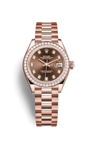 Rolex - 279135RBR-0017 Lady-Datejust 28 Everose Diamond / President / Chocolate Diamond