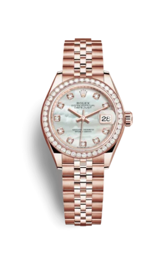 Rolex - 279135rbr-0019 Lady-Datejust 28 Everose Diamond / Jubilee / MOP