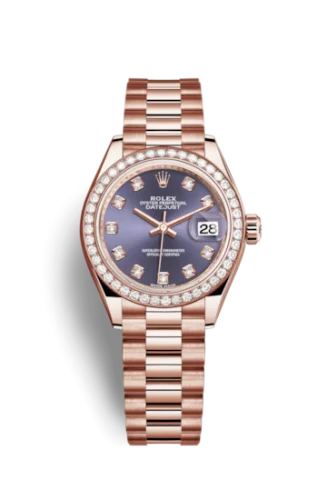 Rolex - 279135rbr-0020 Lady-Datejust 28 Everose Diamond / President / Aubergine