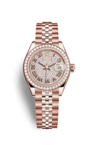 Rolex - 279135RBR-0022 Lady-Datejust 28 Everose Diamond / Jubilee / Paved Roman