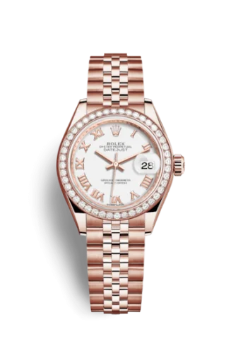 Rolex - 279135RBR-0024 Lady-Datejust 28 Everose Diamond / Jubilee / White Roman