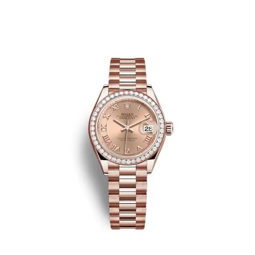 Rolex - 279135RBR-0027 Lady-Datejust 28 Rose Gold / Diamond / Rose - Roman / President
