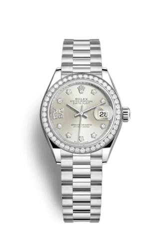 Rolex - 279136rbr-0003 Lady-Datejust 28 Platinum Diamond / President / Silver Diamonds
