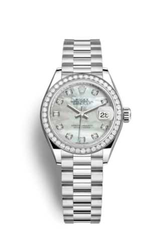 Rolex - 279136rbr-0008 Lady-Datejust 28 Platinum Diamond / President / MOP