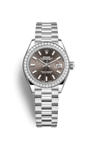 Rolex - 279136rbr-0009 Lady-Datejust 28 Platinum Diamond / President / Dark Grey