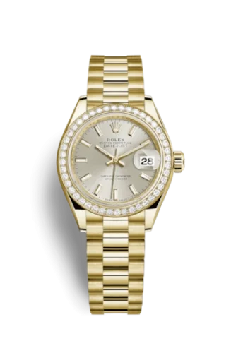 Rolex Rolex - 279138RBR-0005 Lady-Datejust 28 Yellow Gold Diamond / President / Silver