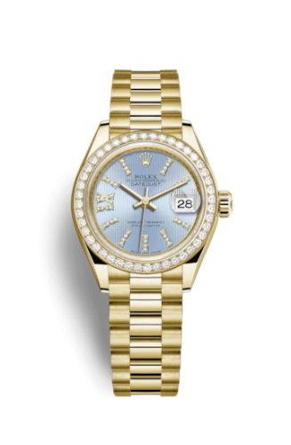 Rolex - 279138rbr-0008 Lady-Datejust 28 Yellow Gold Diamond / President / Cornflower Diamonds