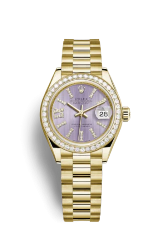 Rolex - 279138rbr-0010 Lady-Datejust 28 Yellow Gold Diamond / President / Lilac Diamonds