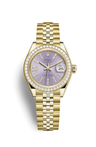 Rolex - 279138rbr-0011 Lady-Datejust 28 Yellow Gold Diamond / Jubilee / Lilac Diamonds