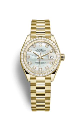 Rolex - 279138rbr-0015 Lady-Datejust 28 Yellow Gold Diamond / President / MOP