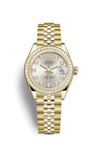Rolex - 279138rbr-0020 Lady-Datejust 28 Yellow Gold Diamond / Jubilee / Silver Diamond