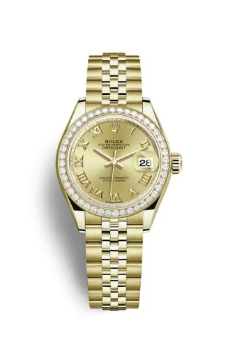Rolex - 279138RBR-0022 Lady-Datejust 28 Yellow Gold Diamond / Jubilee / Champagne Roman