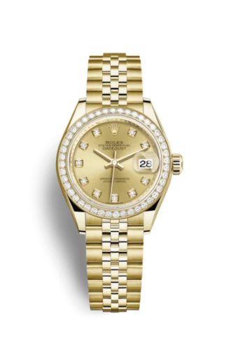 Rolex - 279138rbr-0024 Lady-Datejust 28 Yellow Gold Diamond / Jubilee / Champagne Diamond