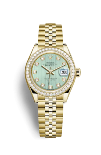 Rolex - 279138rbr-0026 Lady-Datejust 28 Yellow Gold Diamond / Jubilee / Green Diamond