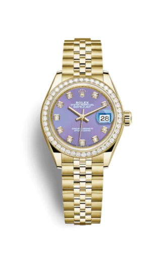 Rolex - 279138rbr-0028 Lady-Datejust 28 Yellow Gold Diamond / Jubilee / Lavender Diamond