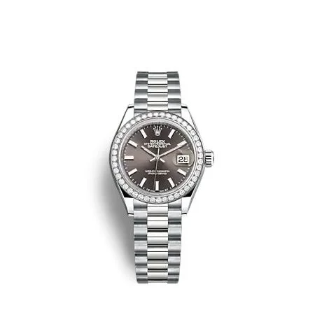 Rolex - 279139RBR-0009 Lady-Datejust 28 White Gold - Diamond / President / Grey