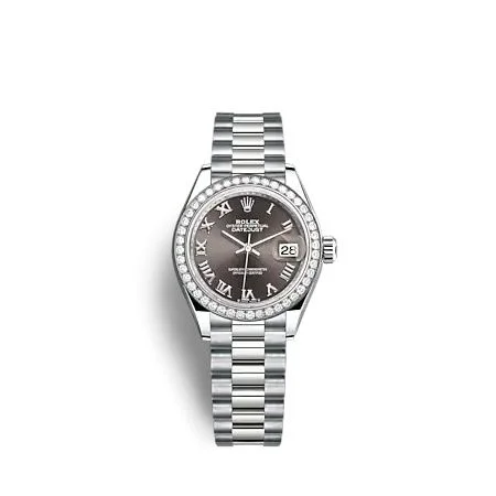 Rolex - 279139RBR-0010 Lady-Datejust 28 White Gold - Diamond / President / Grey - Roman