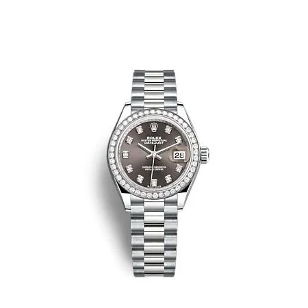 Rolex - 279139RBR-0011 Lady-Datejust 28 White Gold - Diamond / President / Grey - Diamond