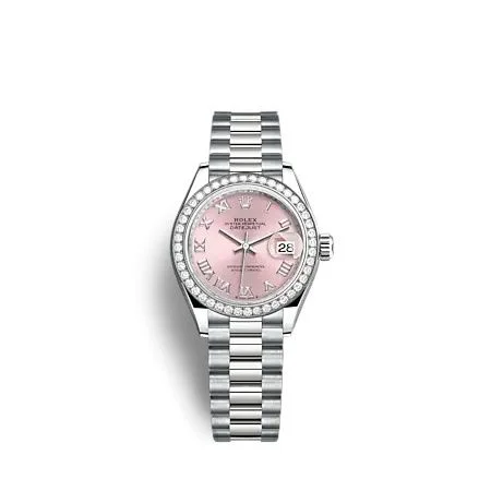 Rolex - 279139RBR-0012 Lady-Datejust 28 White Gold - Diamond / President / Silver - Roman