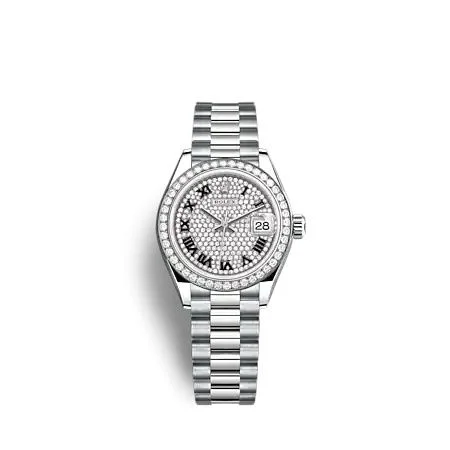 Rolex - 279139RBR-0014 Lady-Datejust 28 White Gold - Diamond / President / Paved - Roman