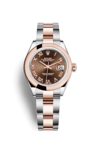 Rolex - 279161-0010 Lady-Datejust 28 Rolesor Rose Domed / Oyster / Chocolate Roman