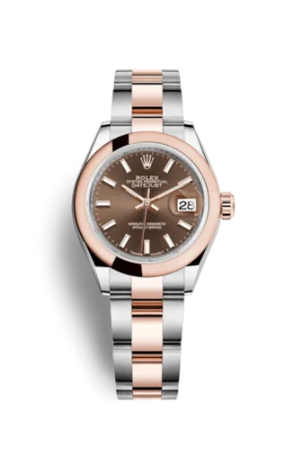 Rolex - 279161-0018 Lady-Datejust 28 Rolesor Rose Domed / Oyster / Chocolate