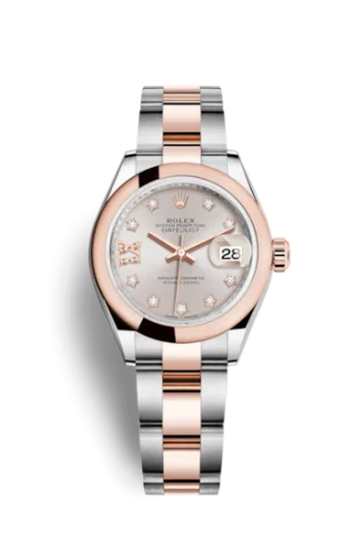 Rolex - 279161-0019 Lady-Datejust 28 Rolesor Rose Domed / Oyster / Sundust Diamond