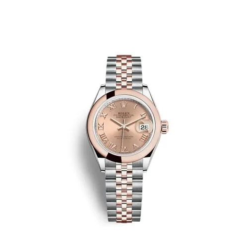 Rolex - 279161-0025 Lady-Datejust 28 Stainless Steel / Rose Gold / Domed / Rose - Roman / Jubilee