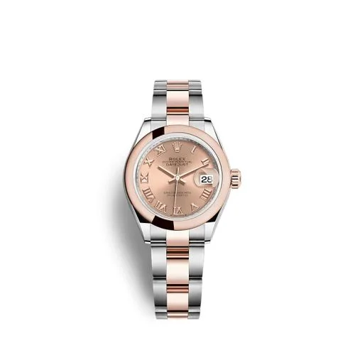 Rolex - 279161-0026 Lady-Datejust 28 Stainless Steel / Rose Gold / Domed / Rose - Roman / Oyster